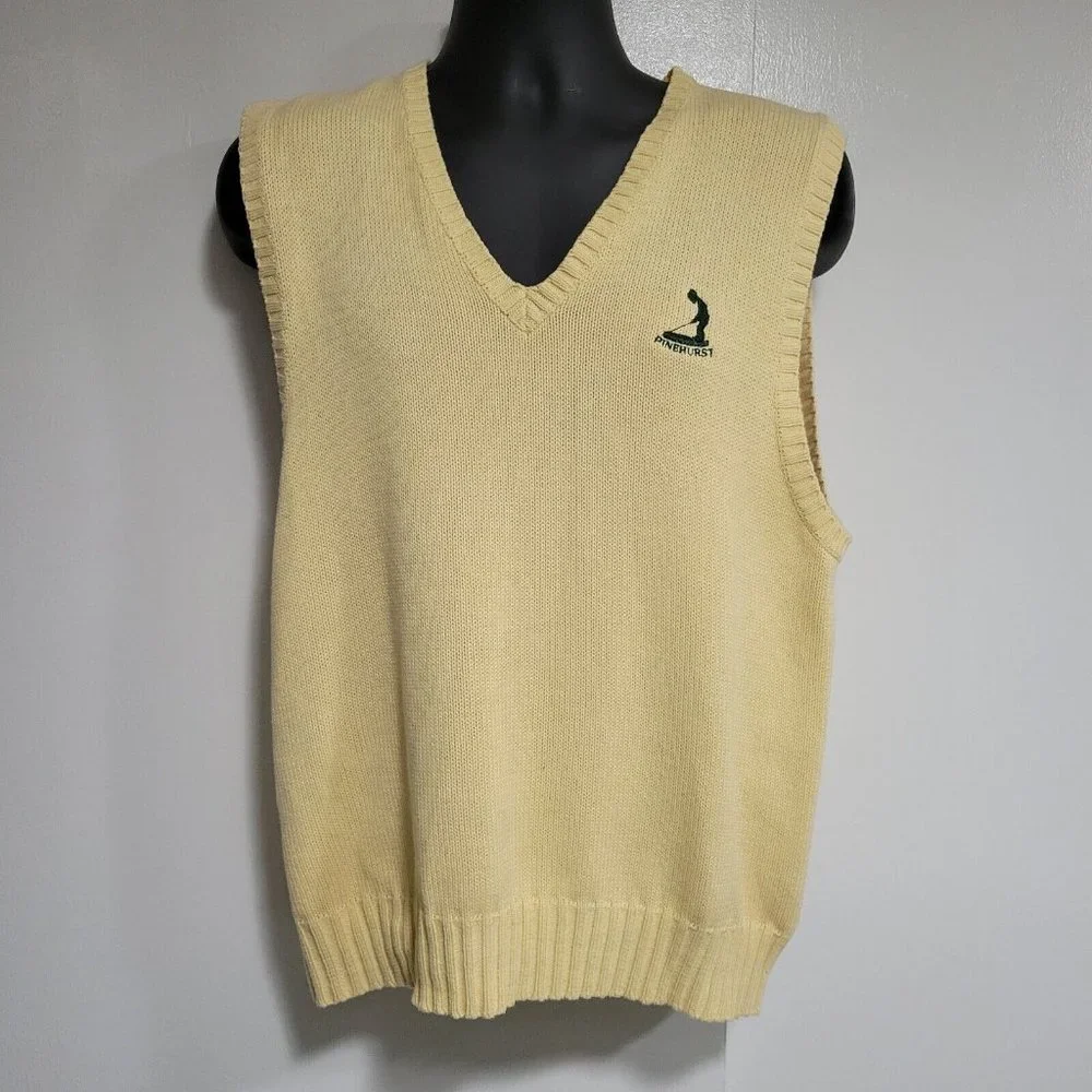 Polo Ralph Lauren‎ Size L Yellow Cotton Pinehurst V-neck Sweater Vest